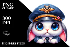 Goofy Baby Bunny with Pilot's Cap, PNG Product Image 2