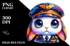 Goofy Baby Bunny with Pilot's Cap, PNG Product Image 2