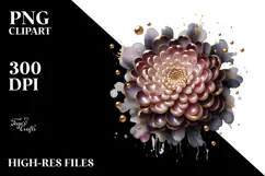 Glossy Chrysanthemum Watercolor Splash, PNG Product Image 2