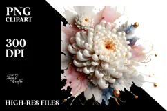 Glossy Chrysanthemum Watercolor Splash, PNG Product Image 2