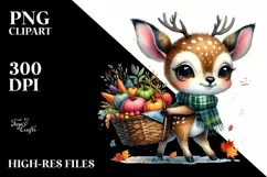 Baby Deer with Basket | Sublimation | Clipart Product Image 1