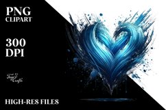Blue Paintbrush Style Heart, Digital Painting PNG Product Image 2