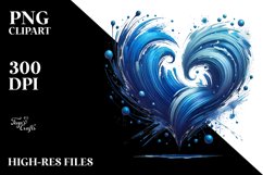 Blue Paintbrush Style Heart, Digital Painting PNG Product Image 2
