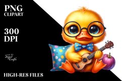 Vibrant Baby Duck with Tiny Guitar PNG Product Image 2