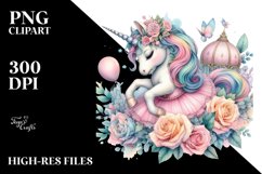 Colorful Baby Unicorn in Ballroom, PNG Product Image 3