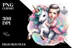 Baby Unicorn with Ballroom, Watercolor PNG Product Image 1