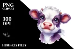 Smiling Highland Cow Violet PNG Product Image 2