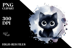 Funny Washed Watercolor Cat PNG Product Image 2