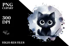 Funny Washed Watercolor Cat PNG Product Image 2