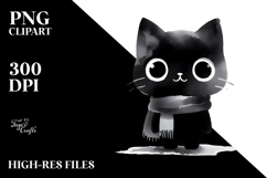 Funny Washed Watercolor Cat PNG Product Image 2