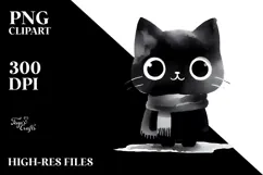 Funny Washed Watercolor Cat PNG Product Image 2