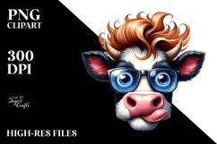 Crazy Cow with Hair, Transparent PNG Product Image 2