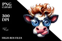 Crazy Cow with Hair, Transparent PNG Product Image 2