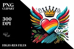 Heart with Wings and Crown, Transparent PNG Product Image 2