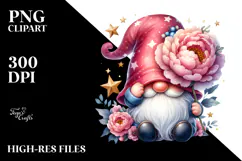Vibrant GNOME with Peonies Ornament PNG Product Image 2