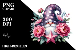 Vibrant GNOME with Peonies Ornament PNG Product Image 2