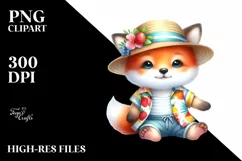 Colorful Cute Baby Fox Dressed for Summer | Clipart Product Image 3