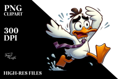Goofy Cartoon Duck Jumping PNG Product Image 2