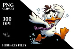 Goofy Cartoon Duck Jumping PNG Product Image 2