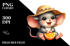 Funny Baby Mouse with Sun Hat Clipart Product Image 2