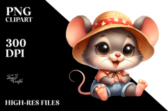 Funny Baby Mouse with Sun Hat Clipart Product Image 2