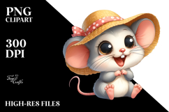 Funny Baby Mouse with Sun Hat Clipart Product Image 2