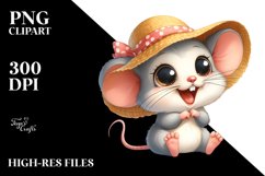 Funny Baby Mouse with Sun Hat Clipart Product Image 3
