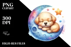Cute Baby Puppy Sleeping on the Moon Product Image 1