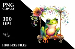 Colorful Funny Frog on Swing PNG Product Image 1