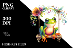 Colorful Funny Frog on Swing PNG Product Image 2
