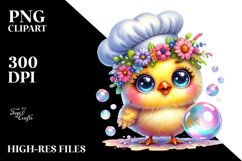 Colorful Baby Chicken with Flower Crown PNG Product Image 2