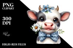 Funny Baby Cow with Bow and Tie, Transparent PNG Product Image 2