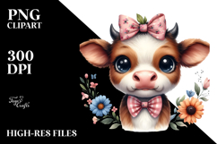 Funny Baby Cow with Bow and Tie, Transparent PNG Product Image 2