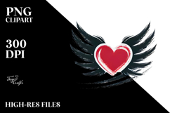 Colorful Paintbrush Winged Heart PNG Product Image 2