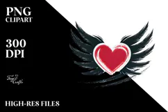 Colorful Paintbrush Winged Heart PNG Product Image 2