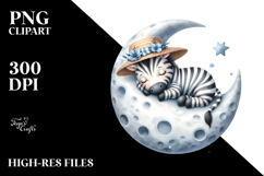 Sleeping Moon Sticker Clipart Product Image 2