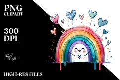 Colorful Digital Rainbow Hearts PNG Product Image 2