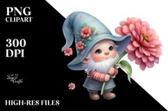 Cute Baby Gnome with Zinnia, Transparent PNG Product Image 2