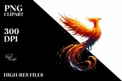 Simple Digital Painting Phoenix Fire Ice PNG Product Image 2
