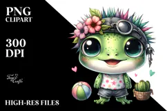 Cute Baby Frog in Summer Clothes PNG Product Image 2
