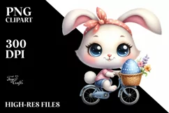 Bike Bunny Egg Flower, Clipart |T-shirt, Mug PNG Product Image 7