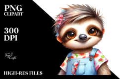 a Cute Baby Sloth in Summer Clothes, Energetic PNG Product Image 2