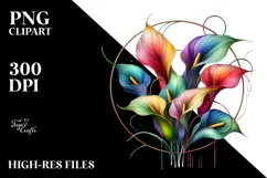 Colorful Calla Lily Watercolor Splash, PNG Product Image 2