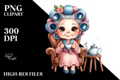 Watercolor Tea Cup Chair Sublimation Clipart Product Image 2