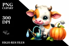 cute Baby Cow with Pumpkin | Clipart Product Image 3