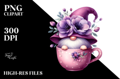 Cute Gnome with Big Hat and Floral Ornament PNG Product Image 2