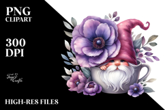 Cute Gnome with Big Hat and Floral Ornament PNG Product Image 2