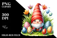 Adorable Baby Gnome Among Easter Eggs, PNG Product Image 2