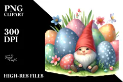 Innocent Baby Gnome in Easter Scene, PNG Product Image 2