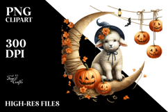 Lamb Dressed for Halloween on Half Moon PNG Product Image 2